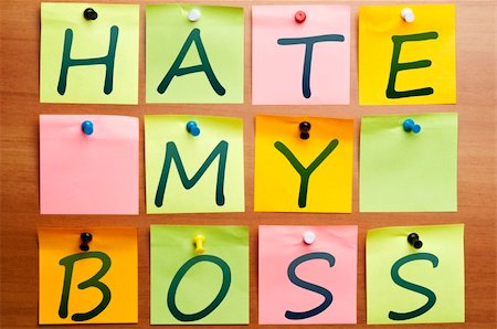 Hate my boss words made by post it Stock Photo - Budget Royalty-Free & Subscription, Code: 400-04835095