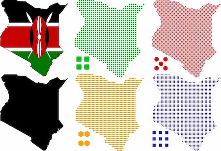 Vector illustration pixel map and flag of Kenya. Stock Photo - Budget Royalty-Free & Subscription, Code: 400-04835416