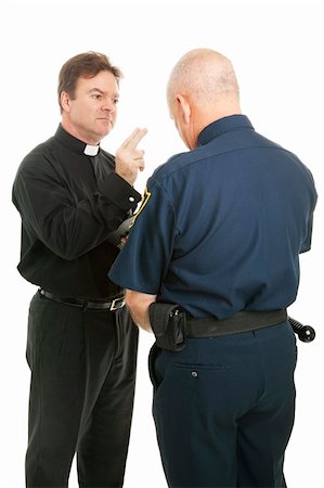 priest blessing - Policeman receives a blessing from a priest or minister.  Isolated on white. Stock Photo - Budget Royalty-Free & Subscription, Code: 400-04835563