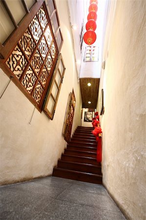 Chinese traditional corridor in wooden with red lantern. Stock Photo - Budget Royalty-Free & Subscription, Code: 400-04835608