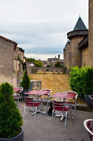 The street coffee shop in Carcassonne city Stock Photo - Budget Royalty-Free & Subscription, Code: 400-04835983