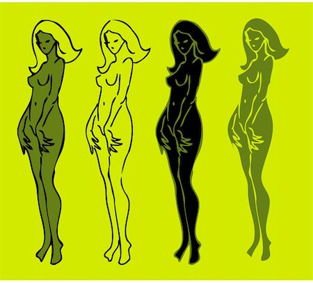 simsearch:400-05370510,k - 4 emblems variations of beautiful nude woman silhouette Foto de stock - Super Valor sin royalties y Suscripción, Código: 400-04836021