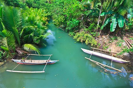 simsearch:400-04334269,k - Traditional Philippine boat. Beautiful river. Philippines Foto de stock - Royalty-Free Super Valor e Assinatura, Número: 400-04836054