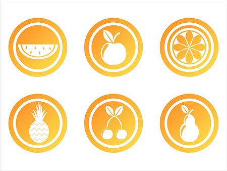 pineapple leaves - set of 6 orange fruits signs Stock Photo - Budget Royalty-Free & Subscription, Code: 400-04836140