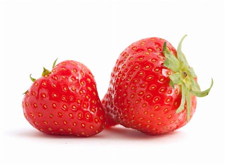 simsearch:400-05381568,k - Two nice strawberries on white background Stock Photo - Budget Royalty-Free & Subscription, Code: 400-04836365