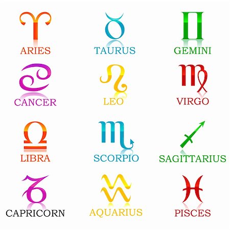 future of a person with zodiac sign gemini - illustration of set of zodiac sign on isolated background Stock Photo - Budget Royalty-Free & Subscription, Code: 400-04836532