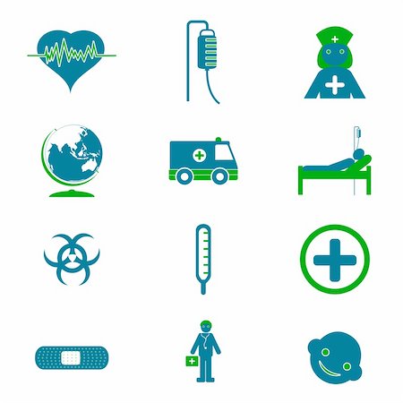 first medical assistance - illustration of set of medical icon on plane white background Stock Photo - Budget Royalty-Free & Subscription, Code: 400-04836533