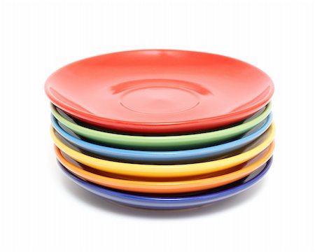 simsearch:400-04855702,k - Colorful plates isolated on a white background Photographie de stock - Aubaine LD & Abonnement, Code: 400-04836959