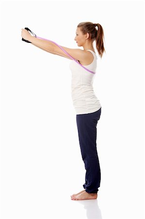 simsearch:400-04708096,k - Young woman doing exercise, isolated on white Stockbilder - Microstock & Abonnement, Bildnummer: 400-04837029