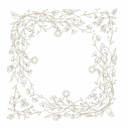 Sketch of floral frame for your design Stock Photo - Budget Royalty-Free & Subscription, Code: 400-04837183