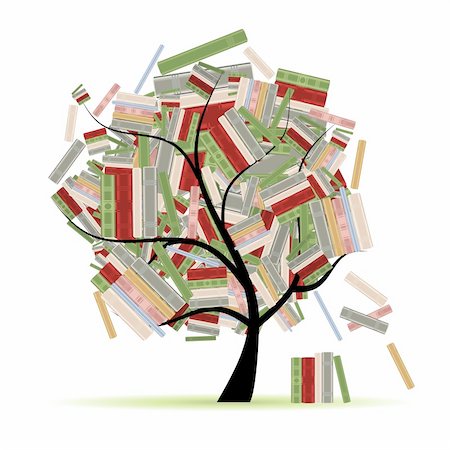 diccionario - Books library on tree branches for your design Foto de stock - Super Valor sin royalties y Suscripción, Código: 400-04837192