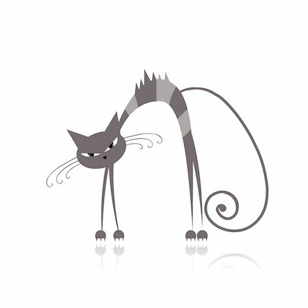 simsearch:400-04677841,k - Angry grey striped cat for your design Stockbilder - Microstock & Abonnement, Bildnummer: 400-04837207