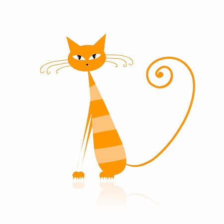 simsearch:400-04256380,k - Funny orange striped cat for your design Foto de stock - Super Valor sin royalties y Suscripción, Código: 400-04837220