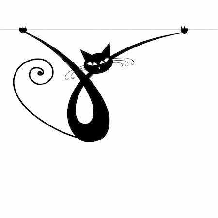 simsearch:400-04334230,k - Graceful black cat silhouette for your design Foto de stock - Super Valor sin royalties y Suscripción, Código: 400-04837222
