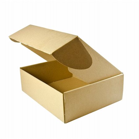 Empty cardboard box with a clipping path isolated on a white background Fotografie stock - Microstock e Abbonamento, Codice: 400-04837355