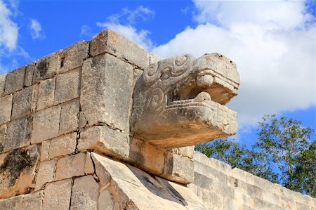 Chichen Itza serpent snake Mayan ruins Mexico Yucatan Stock Photo - Budget Royalty-Free & Subscription, Code: 400-04837568