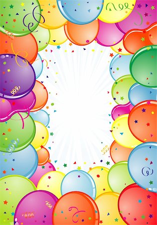 simsearch:400-04402561,k - Birthday Frame with Balloon, Streamer and confetti, element for design, vector illustration Foto de stock - Super Valor sin royalties y Suscripción, Código: 400-04837581