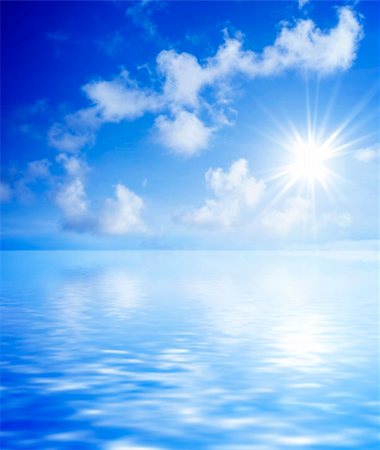 Beautiful seascape with sun shining, reflection on water Stock Photo - Budget Royalty-Free & Subscription, Code: 400-04837616