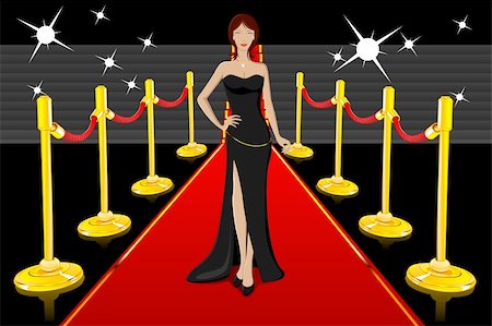 illustration of glamorous lady walking on red carpet Stock Photo - Budget Royalty-Free & Subscription, Code: 400-04837758