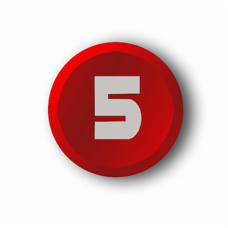 stocker (artist) - Number five in the red button Fotografie stock - Microstock e Abbonamento, Codice: 400-04838046