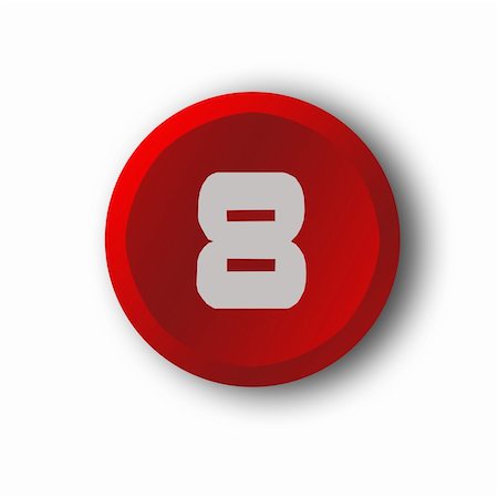 stocker (artist) - Number eight in the red button Fotografie stock - Microstock e Abbonamento, Codice: 400-04838049