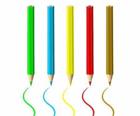 stocker (artist) - The multi-coloured pencils design on a white background Fotografie stock - Microstock e Abbonamento, Codice: 400-04838054