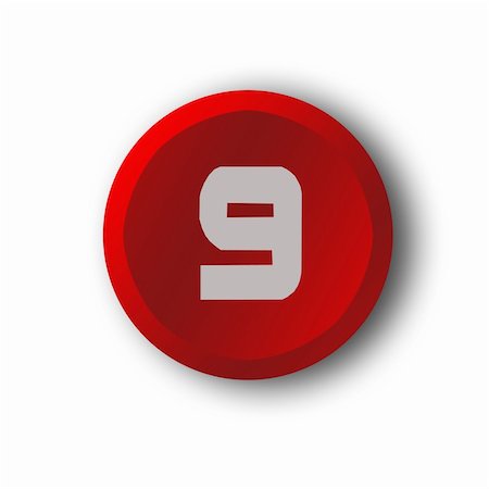 stocker (artist) - Number nine in the red button Fotografie stock - Microstock e Abbonamento, Codice: 400-04838050