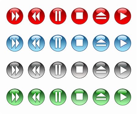 pause button - Set of multi-coloured buttons for musical registration Foto de stock - Super Valor sin royalties y Suscripción, Código: 400-04838066