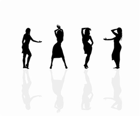 stocker (artist) - Silhouettes of young women on a white background Fotografie stock - Microstock e Abbonamento, Codice: 400-04838074