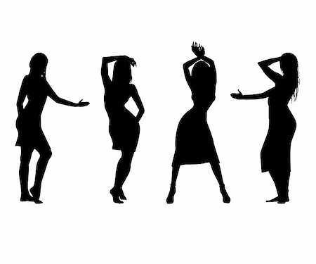 stocker (artist) - Silhouettes of dancing women on a white background Fotografie stock - Microstock e Abbonamento, Codice: 400-04838075