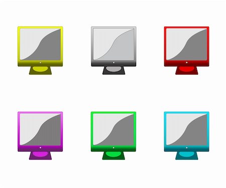 stocker (artist) - Set of multi-coloured monitors for office computers Fotografie stock - Microstock e Abbonamento, Codice: 400-04838071