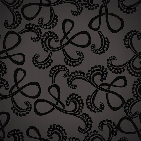 seamless pattern black swirls on a black background Stock Photo - Budget Royalty-Free & Subscription, Code: 400-04838127