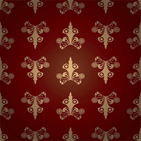 Seamless  Pattern Gold composition on burgundy background Stock Photo - Budget Royalty-Free & Subscription, Code: 400-04838123