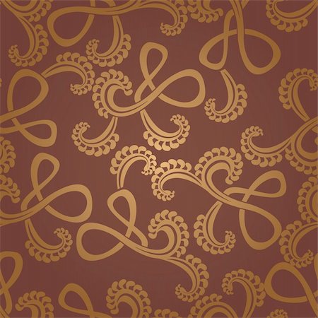 seamless pattern golden curls on a brown background Stockbilder - Microstock & Abonnement, Bildnummer: 400-04838141