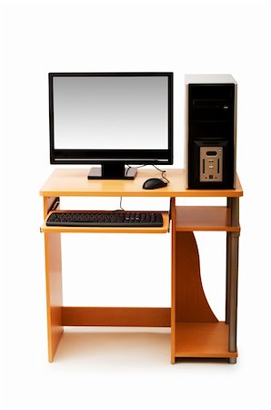 simsearch:400-04831784,k - Computer  and desk isolated on the white Fotografie stock - Microstock e Abbonamento, Codice: 400-04838158