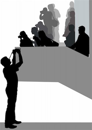 paparazzi silhouettes - Vector image of people with cameras for a walk Stock Photo - Budget Royalty-Free & Subscription, Code: 400-04838188