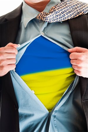Business man showing Ukraine flag shirt Stock Photo - Budget Royalty-Free & Subscription, Code: 400-04838237