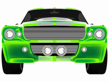 simsearch:400-05263050,k - green sport car front isolated on white, abstract art illustration Photographie de stock - Aubaine LD & Abonnement, Code: 400-04838327
