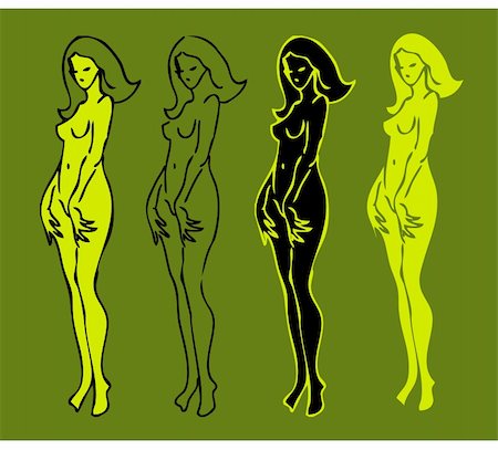 simsearch:400-05370510,k - 4 emblems variations of beautiful nude woman silhouette Foto de stock - Super Valor sin royalties y Suscripción, Código: 400-04838334