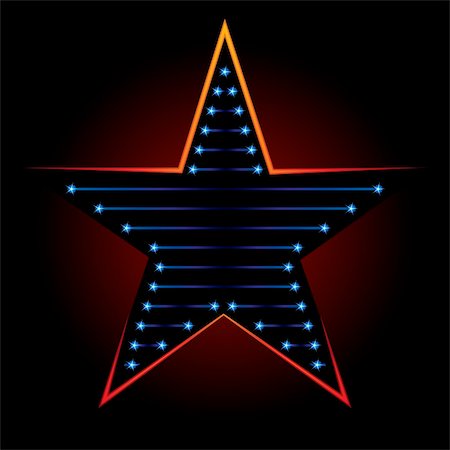 Big blue star on black background with red back light Stock Photo - Budget Royalty-Free & Subscription, Code: 400-04838487