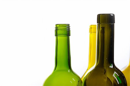 Many empty green wine bottles isolated on white background Stock Photo - Budget Royalty-Free & Subscription, Code: 400-04838652