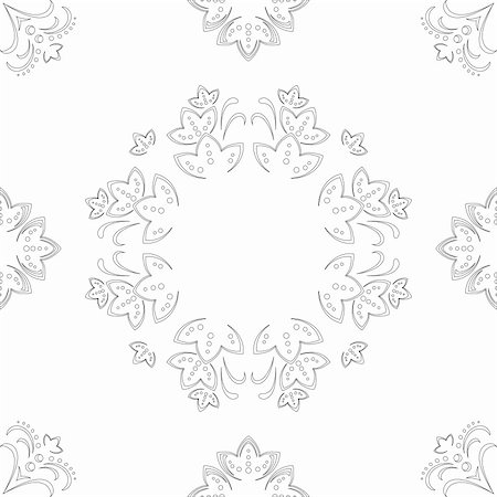 Abstract vector seamless background with a symbolical flower pattern, monochrome graphic contours Stock Photo - Budget Royalty-Free & Subscription, Code: 400-04838966