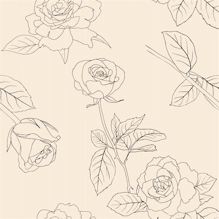 simsearch:400-04677731,k - Seamless wallpaper with rose flowers Photographie de stock - Aubaine LD & Abonnement, Code: 400-04839007