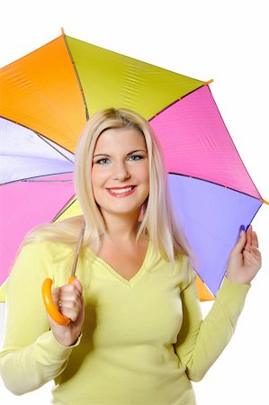 Portrait of pretty autumn woman standing under umbrella. white background Stock Photo - Budget Royalty-Free & Subscription, Code: 400-04839059