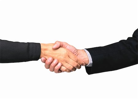 simsearch:400-07301842,k - Two businessman shaking hands over white Fotografie stock - Microstock e Abbonamento, Codice: 400-04839127