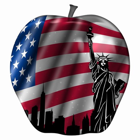 statue of liberty on the flag - Big Apple with USA Flag and New York Statue of Liberty Illustration Photographie de stock - Aubaine LD & Abonnement, Code: 400-04839581