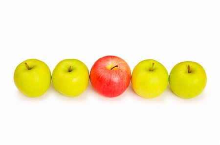 simsearch:400-04243170,k - Stand out from crowd concept with apples isolated on white Stock Photo - Budget Royalty-Free & Subscription, Code: 400-04839666
