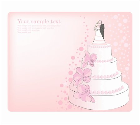 simsearch:400-04741437,k - Wedding Cake.  Vector greeting card Stock Photo - Budget Royalty-Free & Subscription, Code: 400-04839920