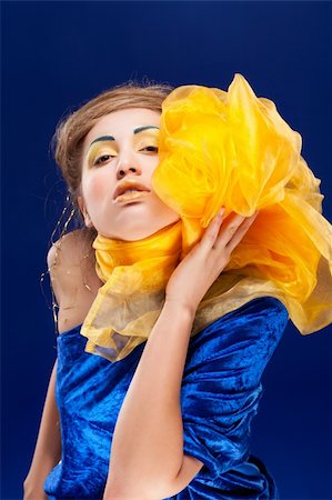 simsearch:400-06083238,k - woman with glamour make-up on blue background Stock Photo - Budget Royalty-Free & Subscription, Code: 400-04830091