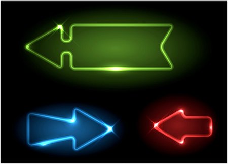 Green, blue and red neon arrows on black background Stock Photo - Budget Royalty-Free & Subscription, Code: 400-04830115